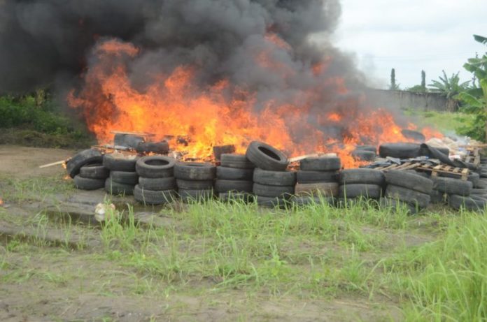 NDLEA set cocaine ablaze in Lagos